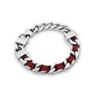 Red Leather Screw Bracelet Red - One Size