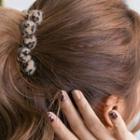 Leopard Print Pom Pom Hair Clamp As Shown In Figure - One Size
