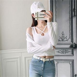 Set: Zip-up Hoodie + Cross-strap Tank Top