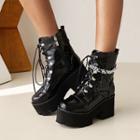 Platform Chained Lace-up Short Boots