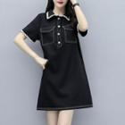 Short-sleeve Pocket Detail Polo Dress
