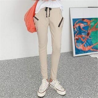 Zipped Seam-trim Slim-fit Pants