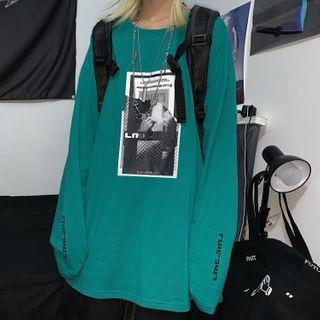 Printed Long-sleeve T-shirt Green - One Size