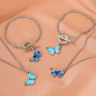 Alloy Butterfly Pendant Necklace / Bracelet