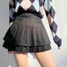 High Waist Layered Pleated Mini A-line Skirt
