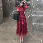 Long-sleeve Long-sleeve Midi A-line Dress
