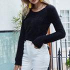 Long Sleeve Furry Knitted Top