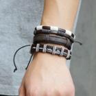 Set Of 5: Genuine Leather Bracelet Set Of 5 - One Size