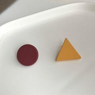 Non-matching Matte Geometric Earring 1 Pair - Asymmetry - One Size