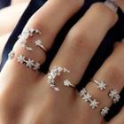 Set Of 5: Rhinestone Open Ring (assorted Designs) As Shown In Figure - One Size