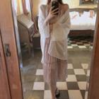Spaghetti Strap Star Pattern A-line Midi Dress / Light Jacket