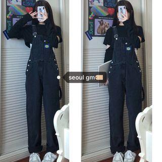 Long-sleeve Cut-out T-shirt / Wide-leg Jumper Jeans