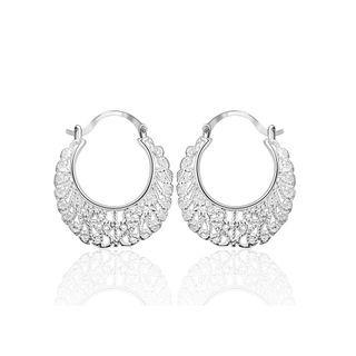 Fashion Elegant Openwork Carved Geometric Earrings Silver - One Size