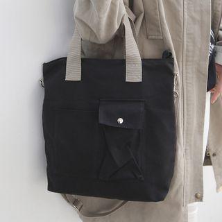 Pocket-detail Contrast-trim Tote Bag Black - One Size