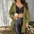 Drawstring Cargo Zip Jacket