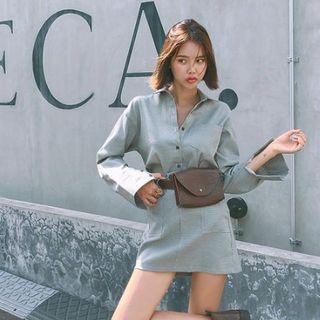 Houndstooth Shirt & Miniskirt Set