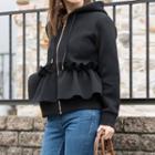 Ruffled Zip Hoodie