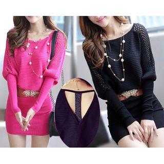Cutout Back Long-sleeve Knit Dress