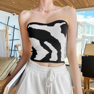 Zebra Print Knit Tube Top
