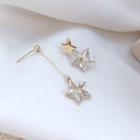 Non-matching Faux Crystal Star Dangle Earring 1 Pair - Gold -