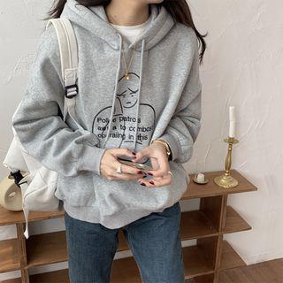 Graphic Hoodie Fleece Lining - Melange Gray - One Size