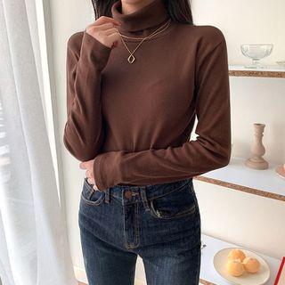 Turtle-neck Colored Cotton Top