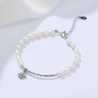 925 Sterling Silver Faux Pearl Bracelet As Shown In Figure - One Size
