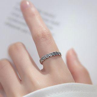 Smiley Alloy Open Ring Silver & Black - One Size