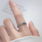 Smiley Alloy Open Ring Silver & Black - One Size