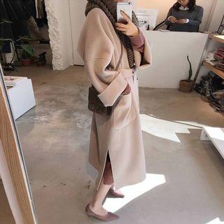 Notch Lapel Open-front Long Coat