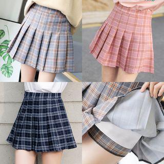 Plaid Mini A-line Pleated Skort