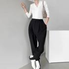 Pintuck-hem Wide-leg Pants