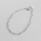 925 Sterling Silver Faux Crystal Anklet Platinum - One Size