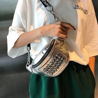Wet-look Rhinestone Belt Bag