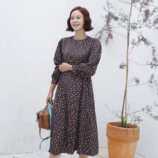 Tie-waist Polka Dot Long Dress