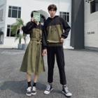 Couple Matching Hooded A-line Midi Dress / Color Panel Hoodie