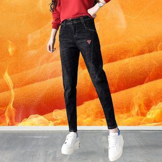 Cropped Applique Slim-fit Jeans