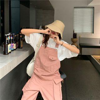 Plain Loose-fit Jumper Pants Pink - One Size