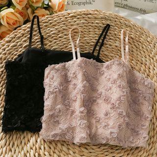 Flower-accent Lace Crop Top