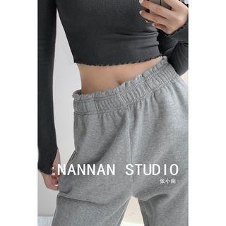 Paperbag High-waist Plain Jogger Pants