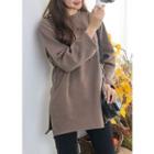 Brushed Fleece Lined Letter Print T-shirt