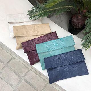 Snakeskin Foldover Clutch