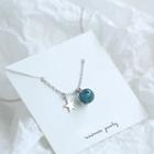 925 Sterling Silver Bead Pendant Necklace 925 Silver - Blue - One Size