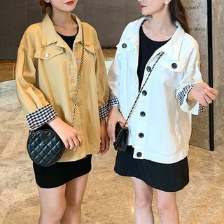 Gingham Cuff Denim Jacket