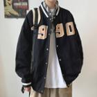 Numbering Snap Button Baseball Jacket