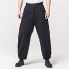 Chinese-style Button-hem Straight-fit Pants