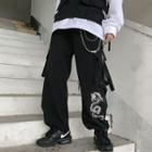 Embroidered Dragon Cargo Pants Black - One Size