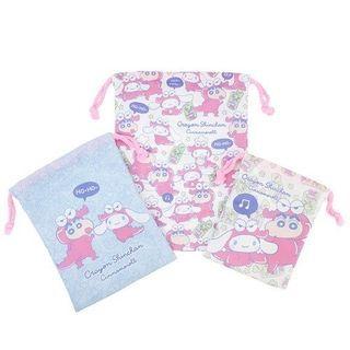 Crayon Shin-chan X Cinnamoroll Drawstring Pouch (3 Pieces Set) One Size