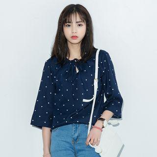 Polka Dot 3/4-sleeve Blouse