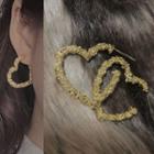 Metal Heart Earring 1 Pair - 0182a# - Silver Needle - As Shown In Figure - One Size